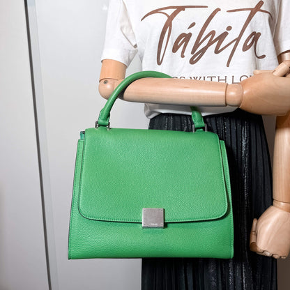 Second hand Céline Trapeze Small Leather & suede 2-Way Handbag Green - Tabita Bags