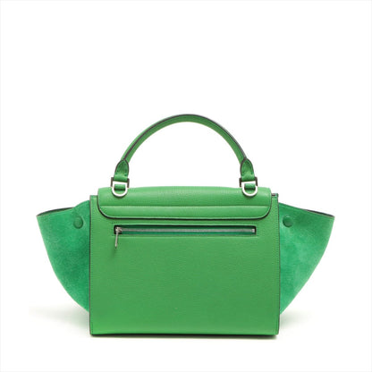 Second hand Céline Trapeze Small Leather & suede 2-Way Handbag Green - Tabita Bags