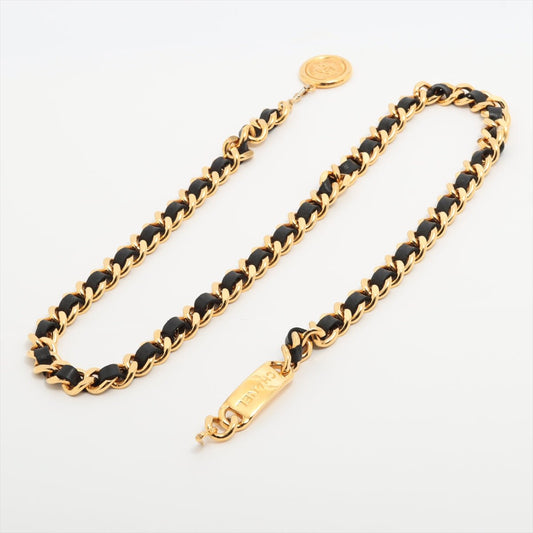 Second hand Chanel 31 Rue Cambon Leather Chain Belt Gold × Black - Tabita Bags