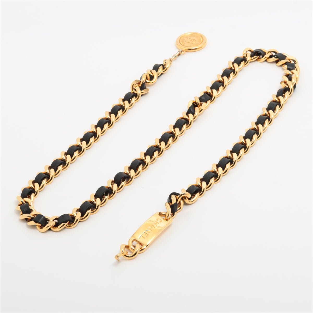 Second hand Chanel 31 Rue Cambon Leather Chain Belt Gold × Black - Tabita Bags
