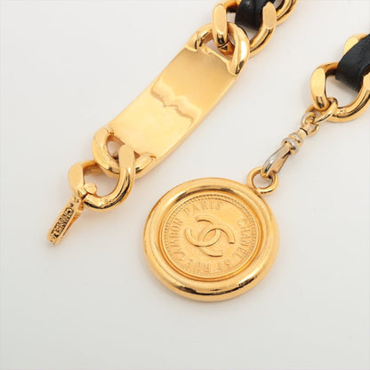 Second hand Chanel 31 Rue Cambon Leather Chain Belt Gold × Black - Tabita Bags