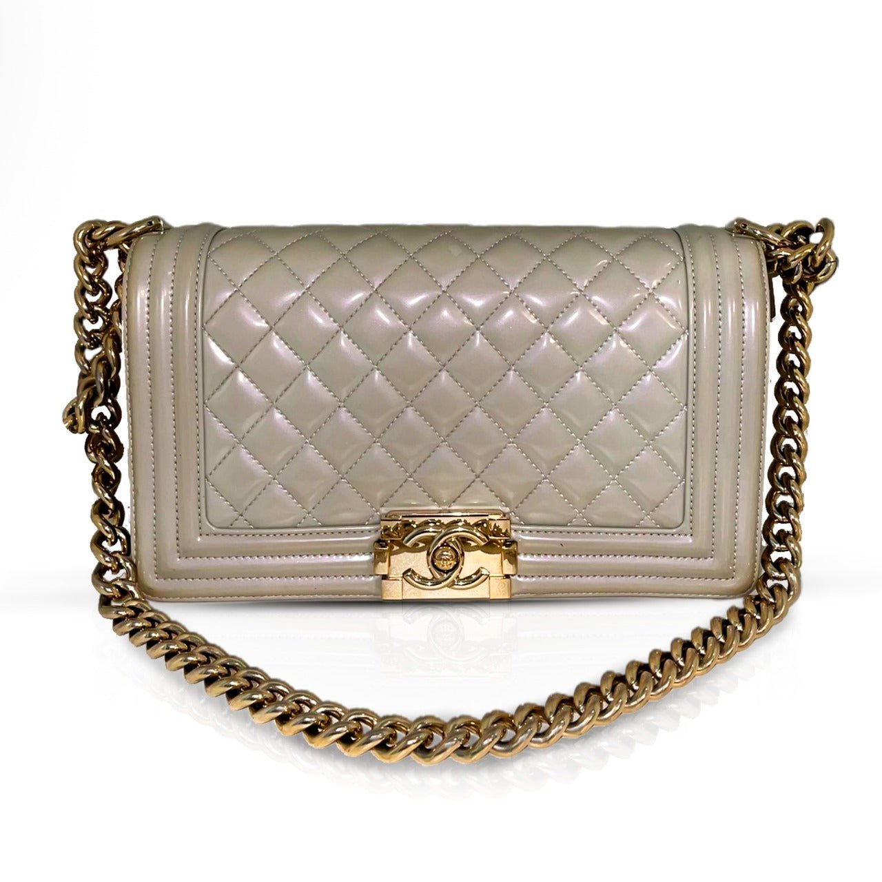 Second hand Chanel Boy Bag Metallic Patent Calfskin Leather Limited Edition - Tabita Bags