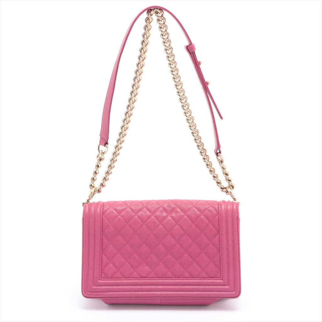 Second hand Chanel Boy Caviarskin Chain Pink Gold Metal - Tabita Bags