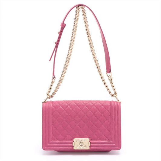 Second hand Chanel Boy Caviarskin Chain Pink Gold Metal - Tabita Bags