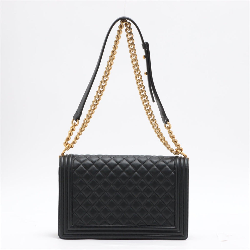 Second hand Chanel Boy Leather Chain Black Gold Metal - Tabita Bags