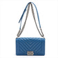 Second hand Chanel Boy Medium Chevron Calfskin Blue Flap Bag - Tabita Bags