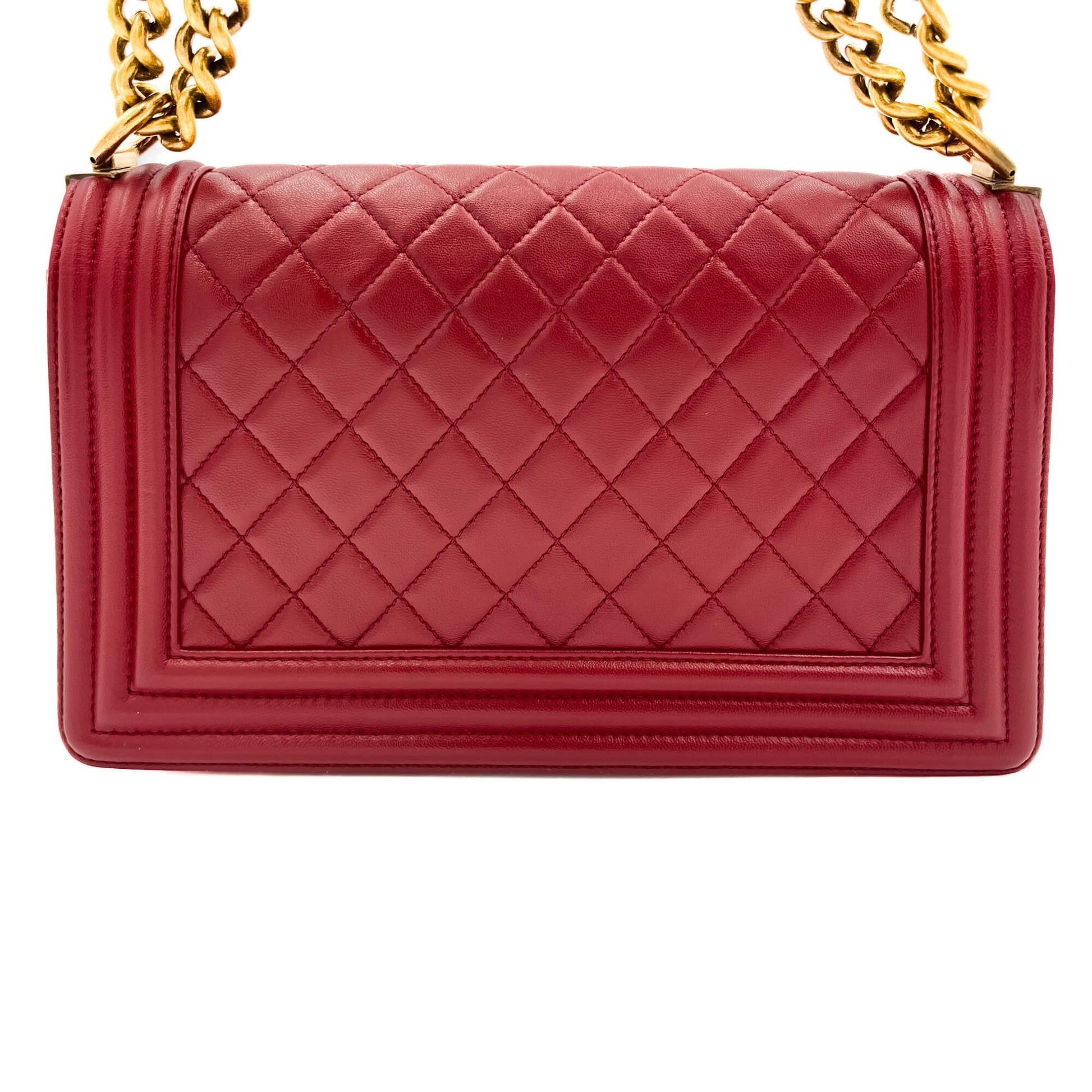 Second hand Chanel Boy Medium Quilted Calfskin Red Flap Bag - Tabita Bags