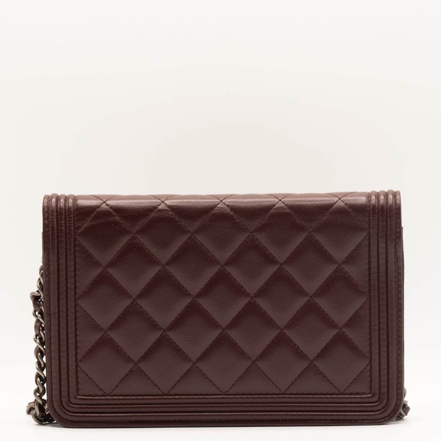 Second hand Chanel Boy WOC Clutch Burgundy Quilted Lambskin Leather - Tabita Bags