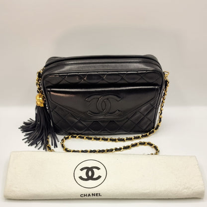 Second hand Chanel Camera Chain Bag Black Lambskin Leather - Tabita Bags