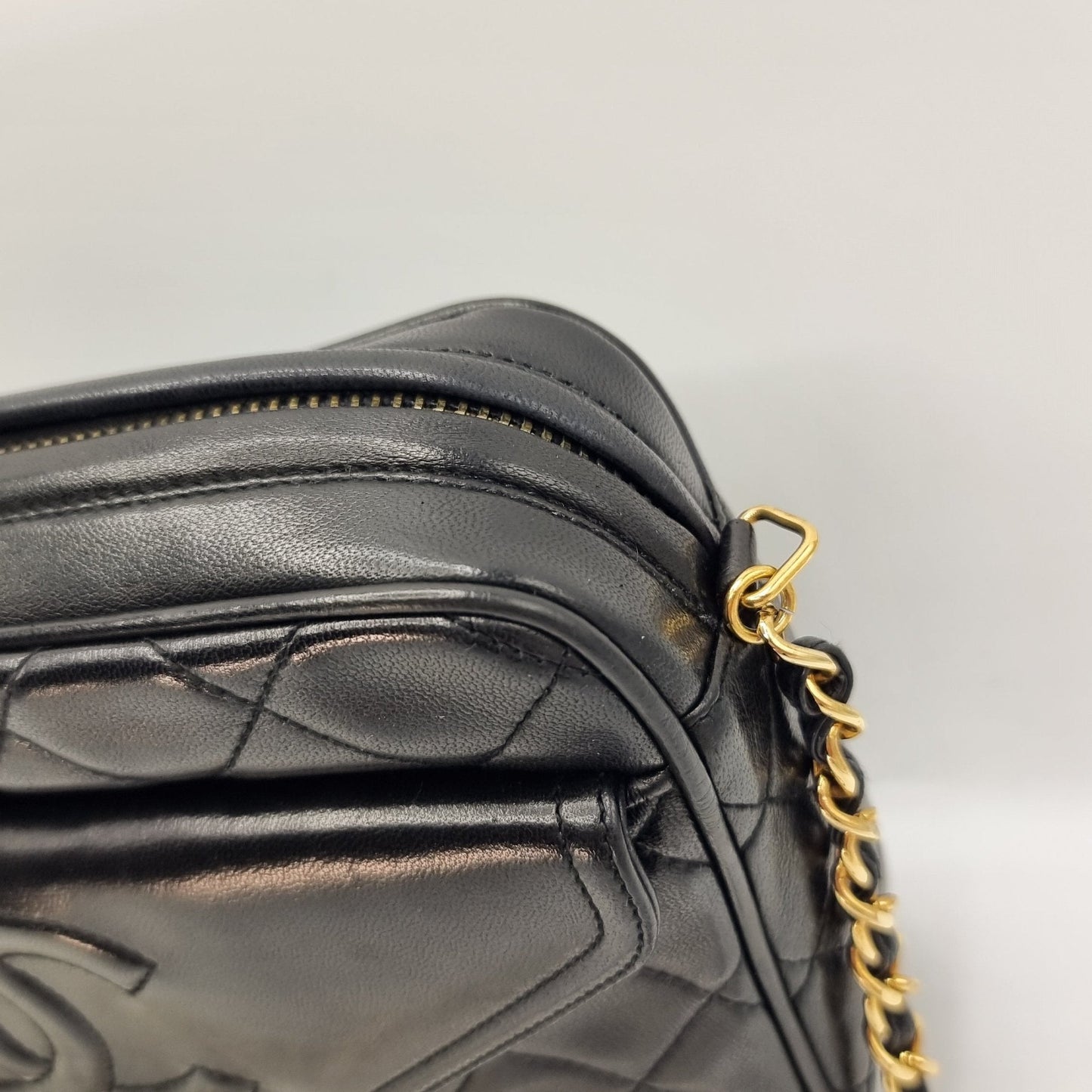 Second hand Chanel Camera Chain Bag Black Lambskin Leather - Tabita Bags