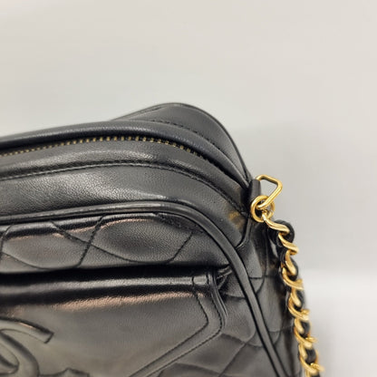 Second hand Chanel Camera Chain Bag Black Lambskin Leather - Tabita Bags