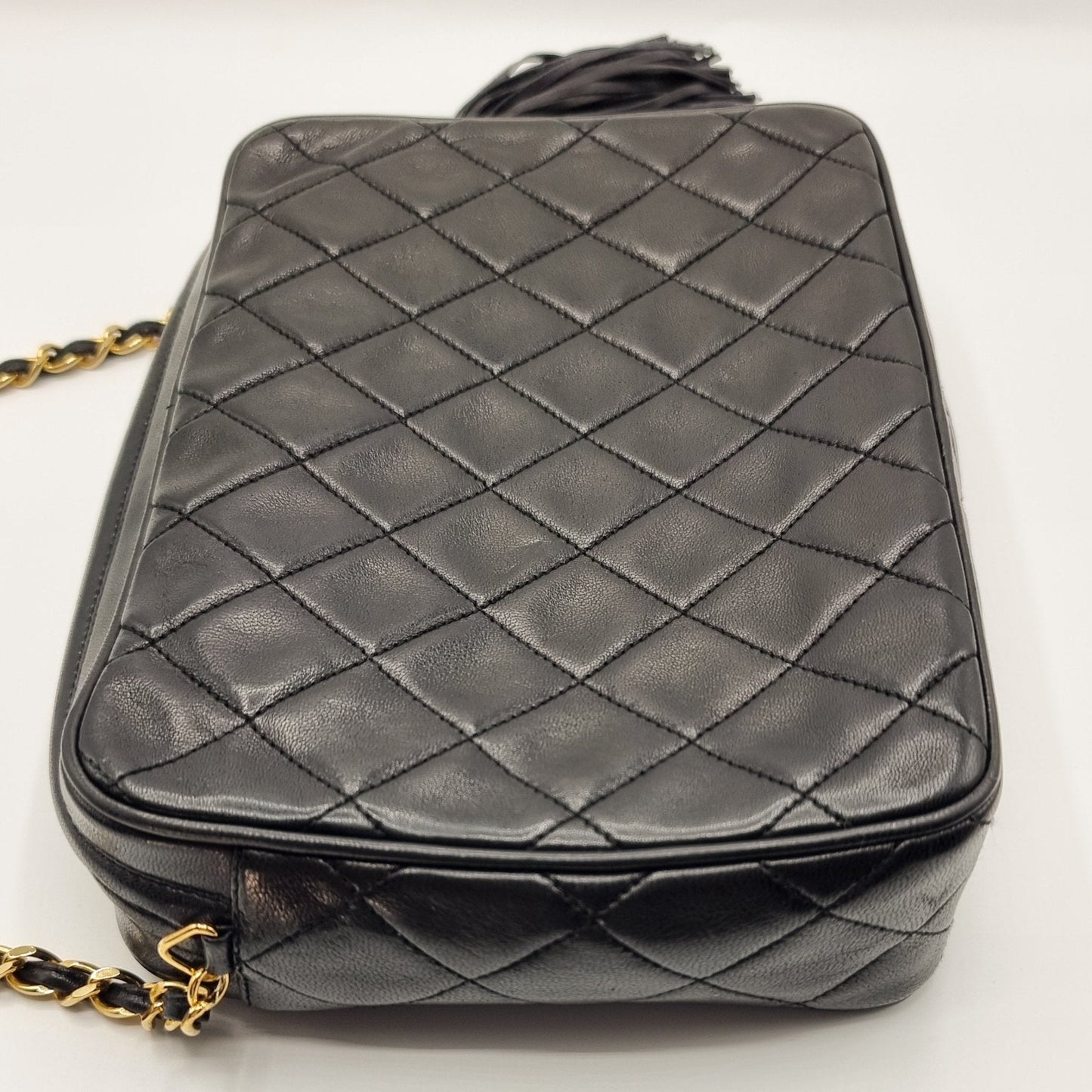 Second hand Chanel Camera Chain Bag Black Lambskin Leather - Tabita Bags