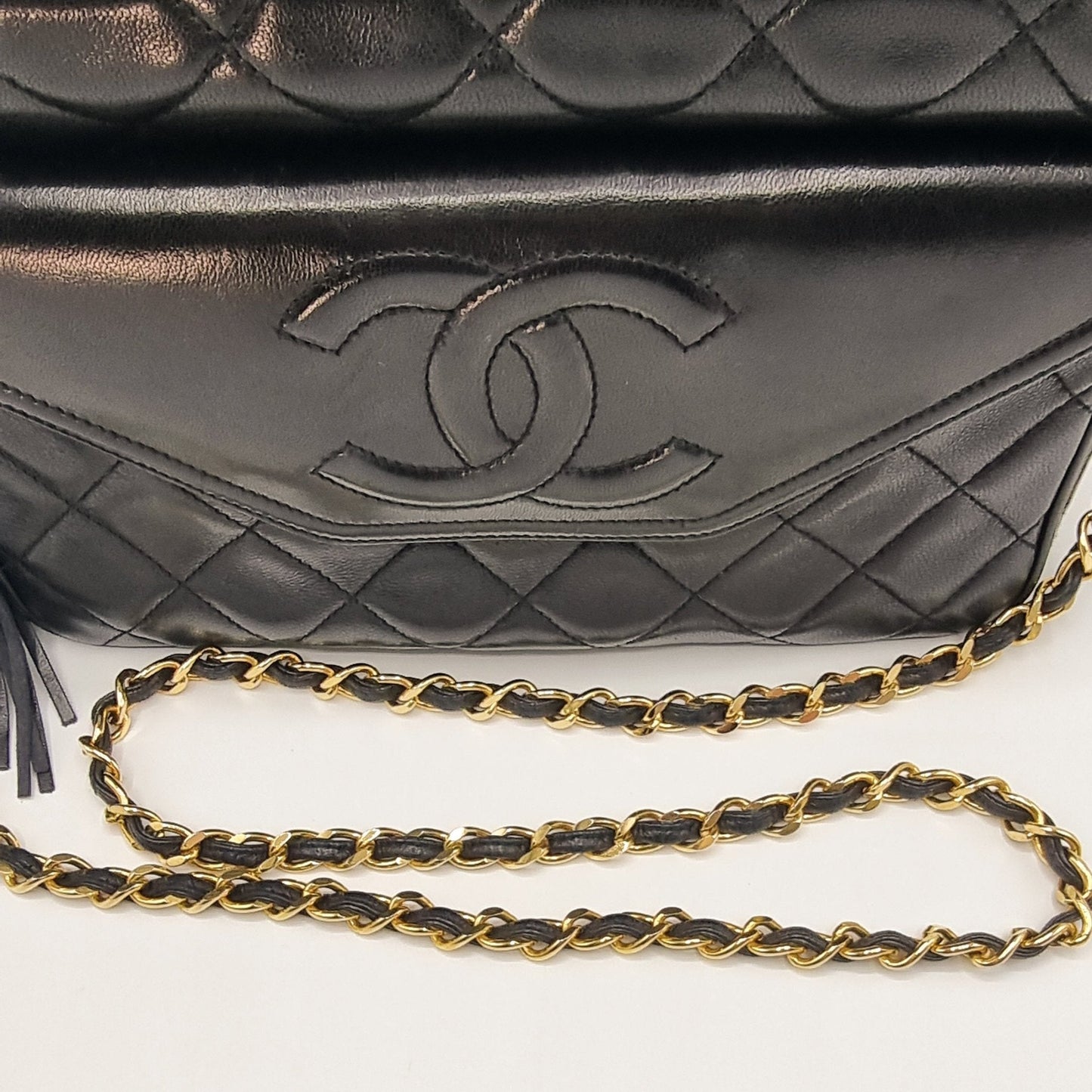 Second hand Chanel Camera Chain Bag Black Lambskin Leather - Tabita Bags