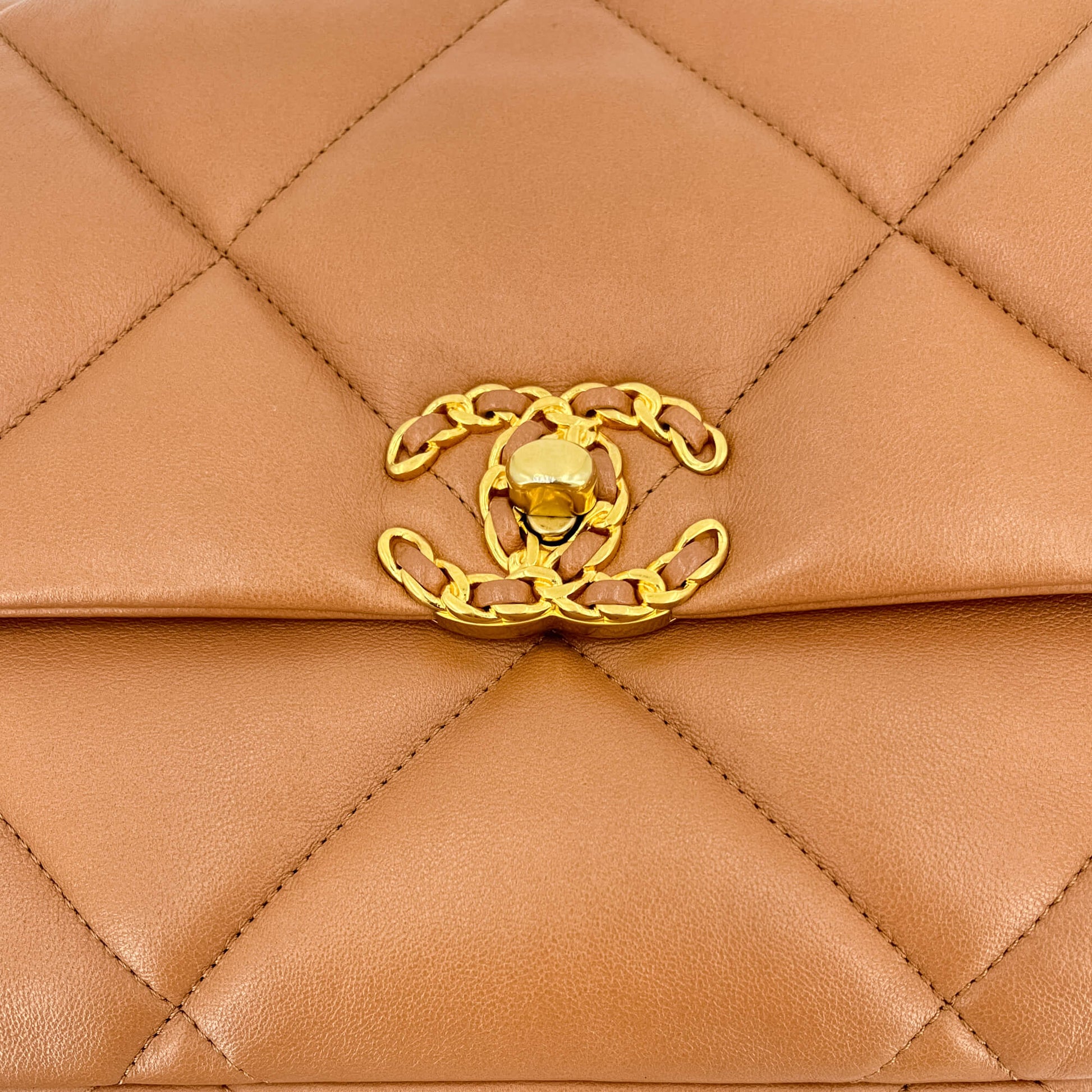 Second hand Chanel Chanel 19 Large Caramel Leather 2-Way Flap Bag - Tabita Bags