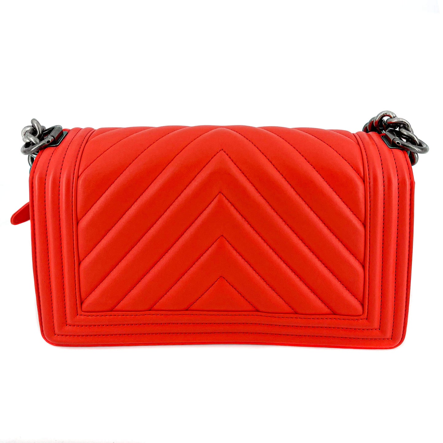 Second hand Chanel Chanel Boy Chevron Red Ruthenium - Tabita Bags