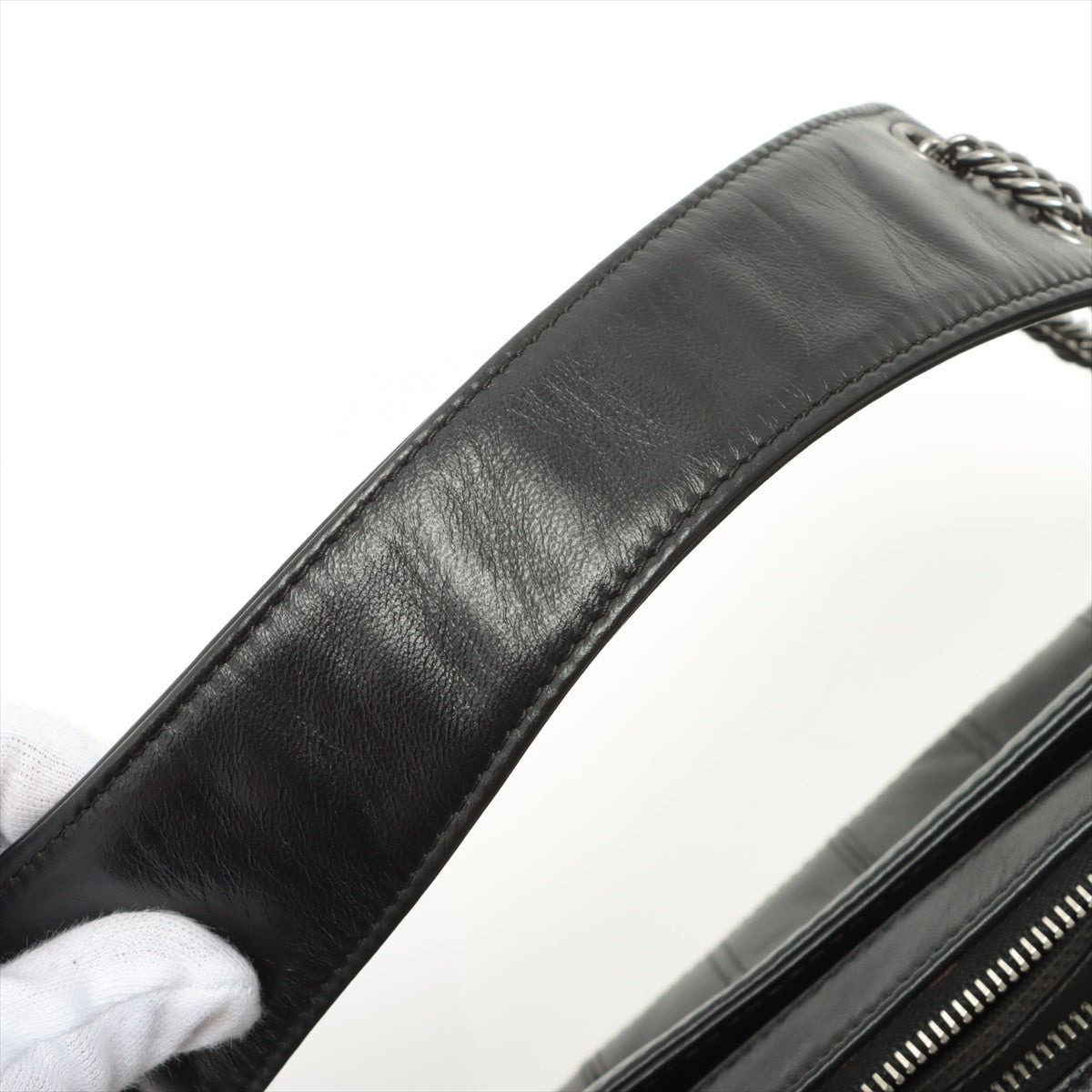 Second hand Chanel Chocolate Bar Black Lambskin Leather Chain - Tabita Bags