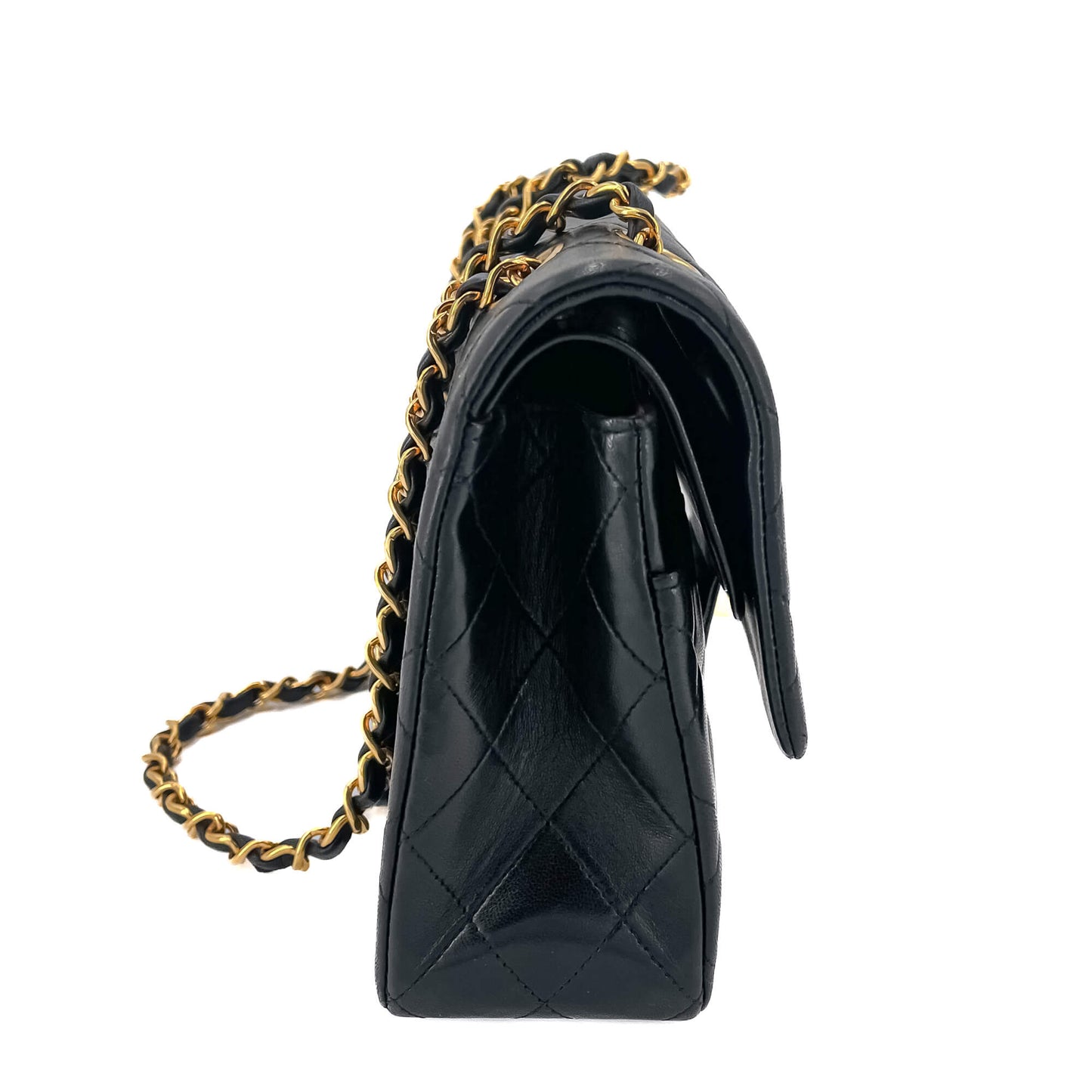 Second hand Chanel Classic Double Flap Chain Bag Black Leather Medium - Tabita Bags