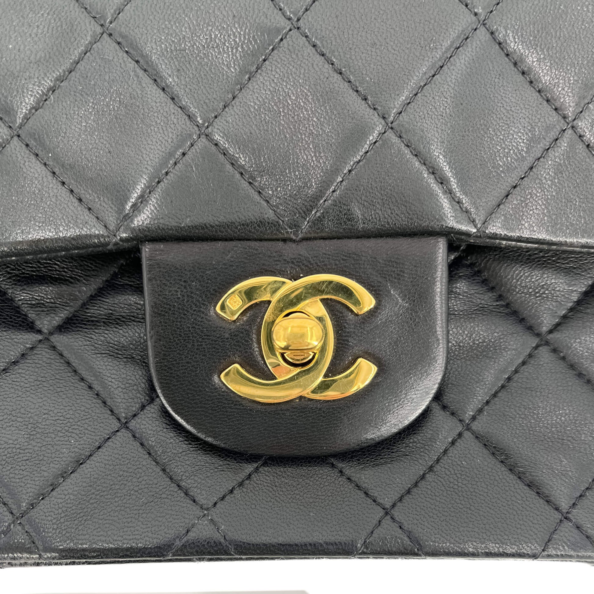 Second hand Chanel Classic Double Flap Chain Bag Black Leather Medium - Tabita Bags