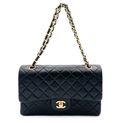 Second hand Chanel Classic Double Flap Chain Bag Black Leather Medium - Tabita Bags