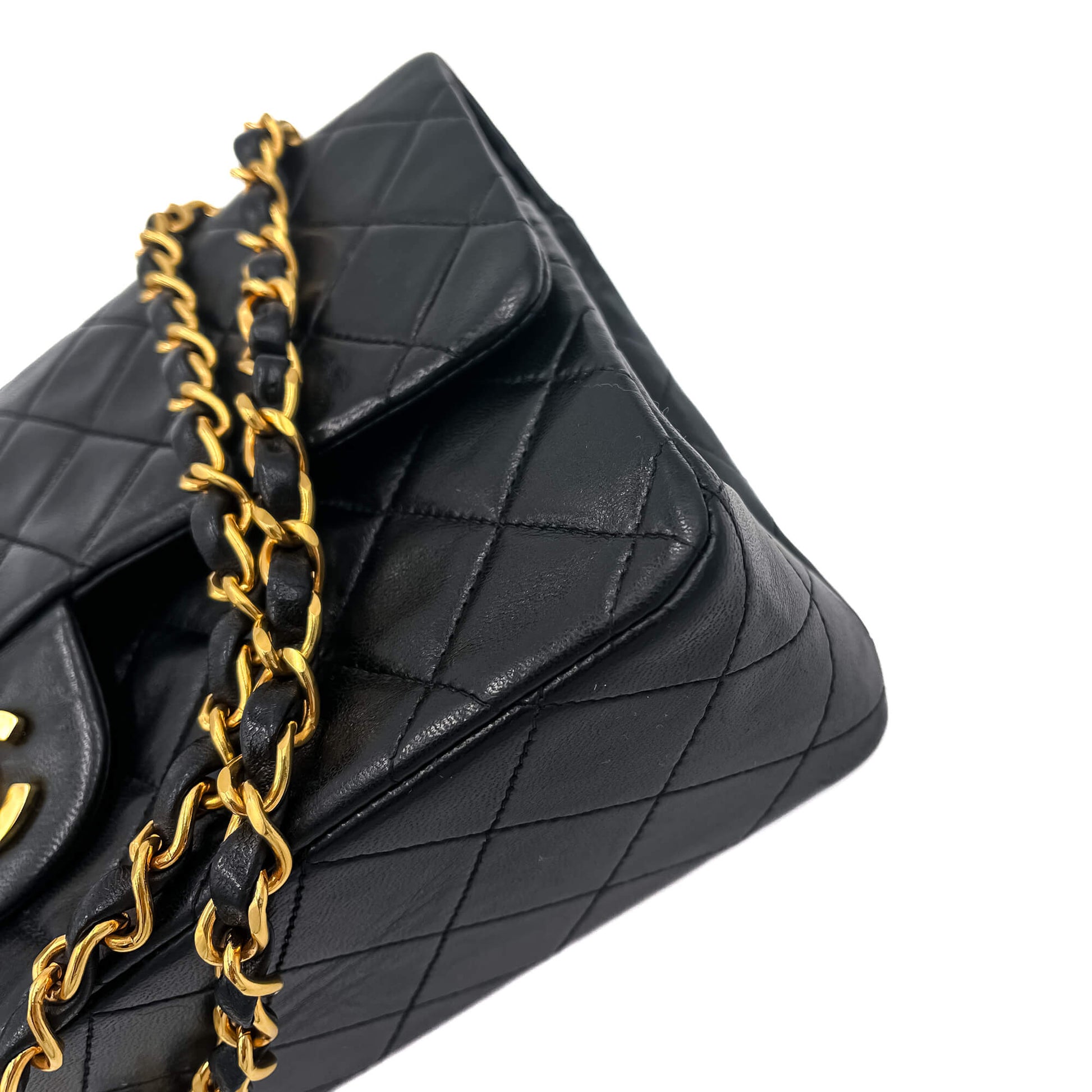 Second hand Chanel Classic Double Flap Chain Bag Black Leather Medium - Tabita Bags