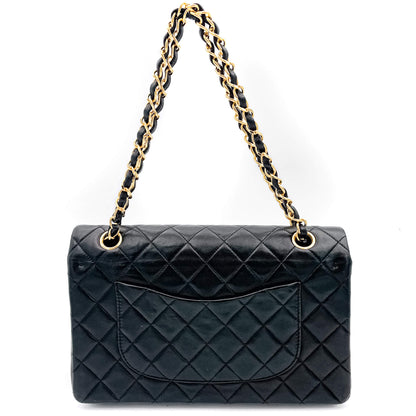 Second hand Chanel Classic Double Flap Chain Bag Black Leather Medium - Tabita Bags