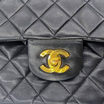 Second hand Chanel Classic Double Flap Chain Bag Black Leather Medium - Tabita Bags