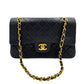 Second hand Chanel Classic Double Flap Chain Bag Black Leather Small - Tabita Bags