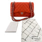 Second hand Chanel Classic Double Flap Jumbo Caviar Leather Chain Bag Orange - Tabita Bags