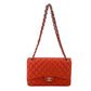 Second hand Chanel Classic Double Flap Jumbo Caviar Leather Chain Bag Orange - Tabita Bags