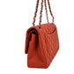 Second hand Chanel Classic Double Flap Jumbo Caviar Leather Chain Bag Orange - Tabita Bags