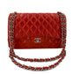 Second hand Chanel Classic Double Flap Jumbo Lambskin Leather Chain Bag Red/Orange - Tabita Bags