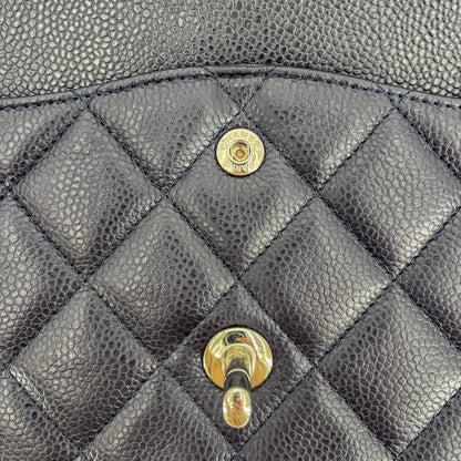 Second hand Chanel Classic Double Flap Jumbo Matelassè Caviar Leather 2-Ways Flap Bag Purple - Tabita Bags