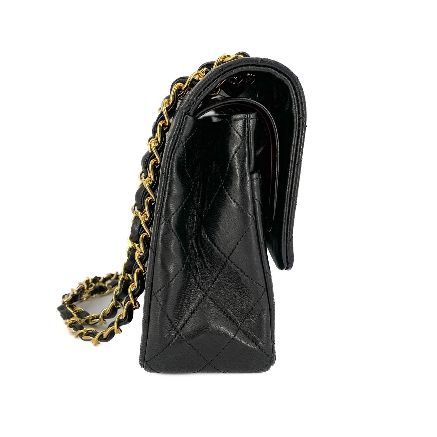 Second hand Chanel Classic Double Flap Medium Matelassè Lambskin Flap Bag Black - Tabita Bags