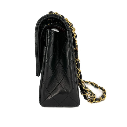 Second hand Chanel Classic Double Flap Medium Matelassè Lambskin Flap Bag Black - Tabita Bags