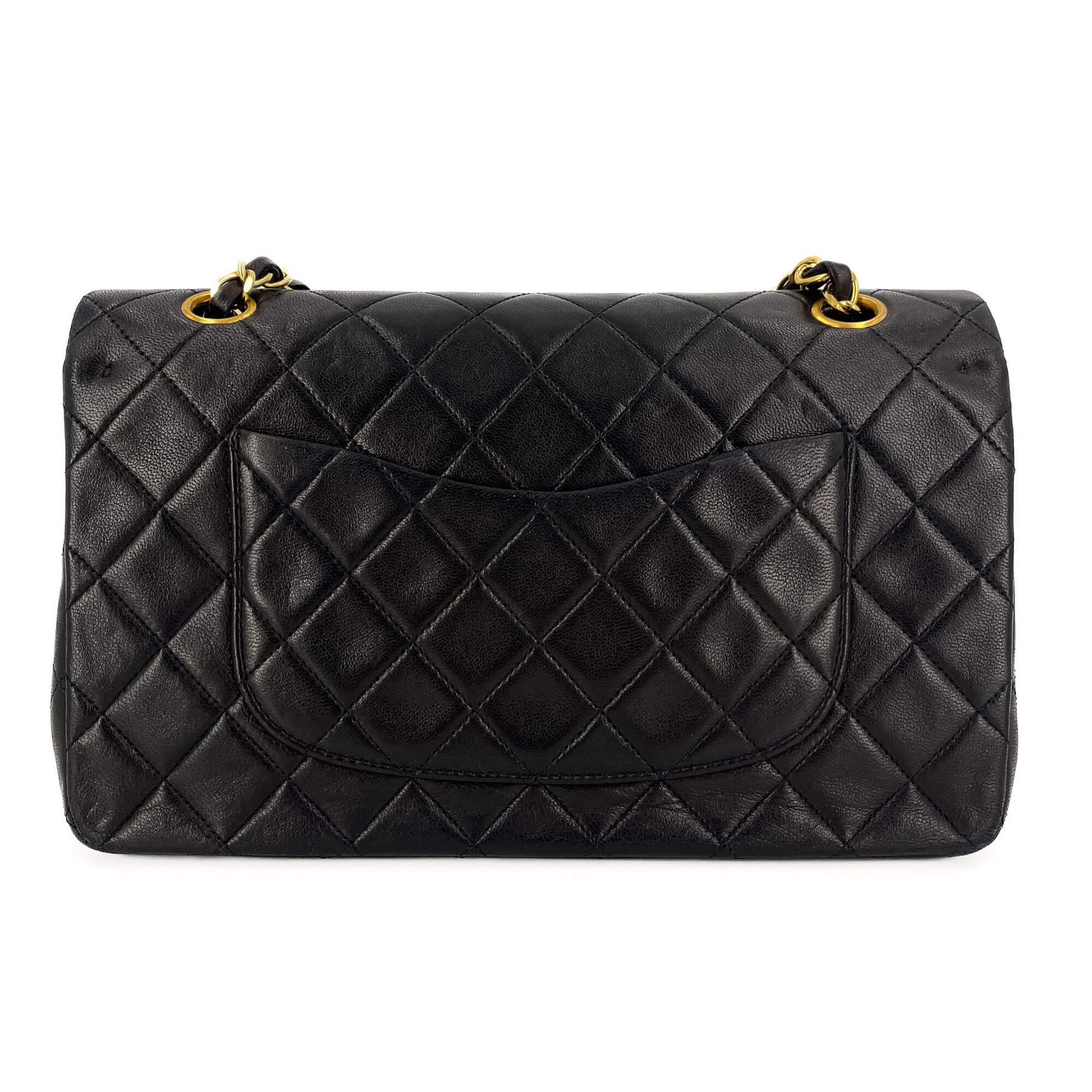 Second hand Chanel Classic Double Flap Medium Matelassè Lambskin Flap Bag Black - Tabita Bags