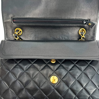 Second hand Chanel Classic Double Flap Medium Matelassè Lambskin Flap Bag No Sticker Black - Tabita Bags