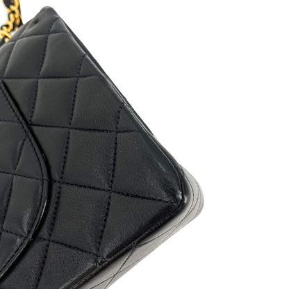 Second hand Chanel Classic Double Flap Medium Matelassè Lambskin Flap Bag No Sticker Black - Tabita Bags