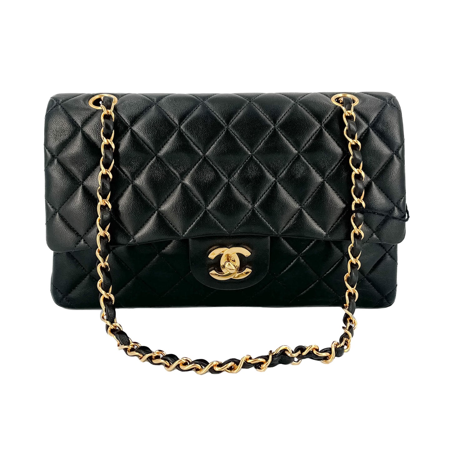 Second hand Chanel Classic Double Flap Medium Matelassè Lambskin Flap Bag No Sticker Black - Tabita Bags