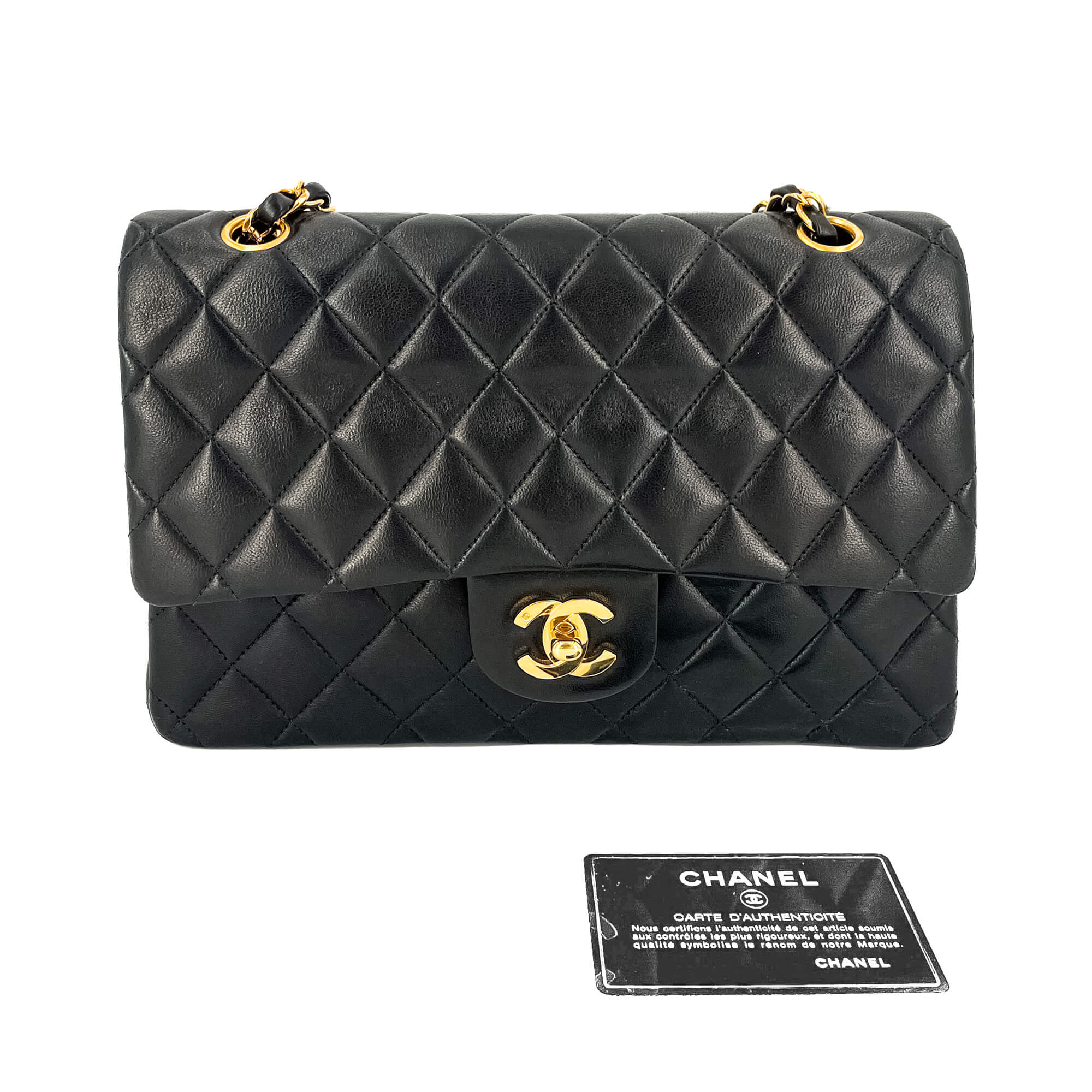 Chanel Classic Double Flap Medium Matelasse Lambskin Flap Bag No Sticker Black Tabita Bags Tabita Bags with Love