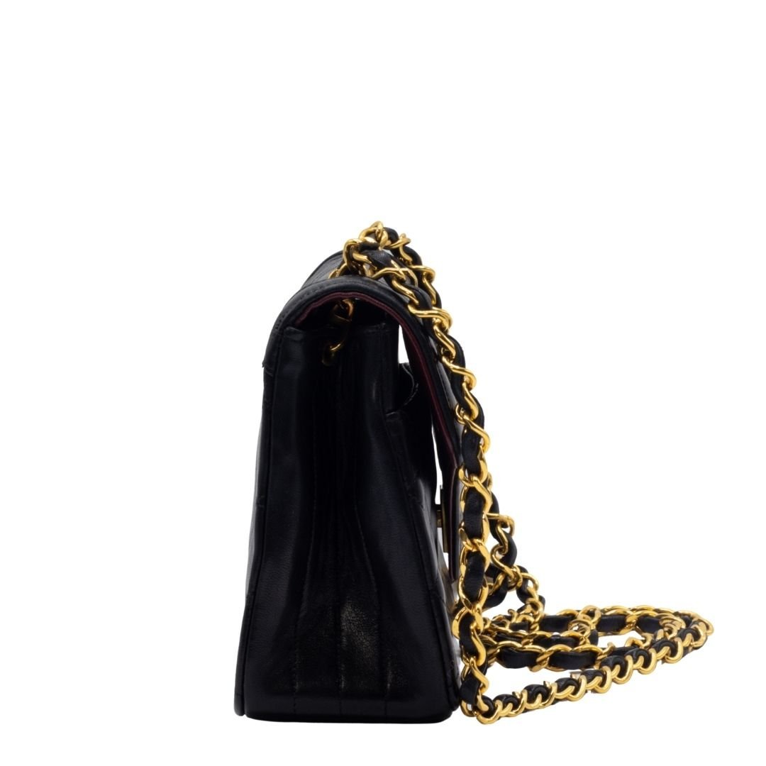 Second hand Chanel Classic Flap Bag in Black Matelassé Leather - Tabita Bags