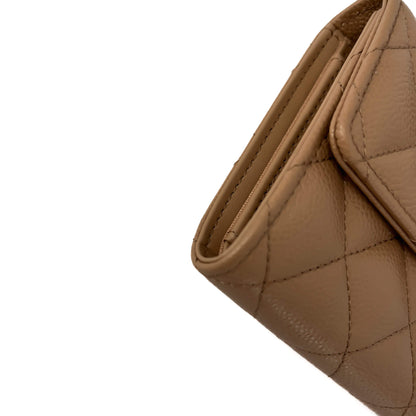 Second hand Chanel Classic Flap Leather Wallet Caramel - Tabita Bags