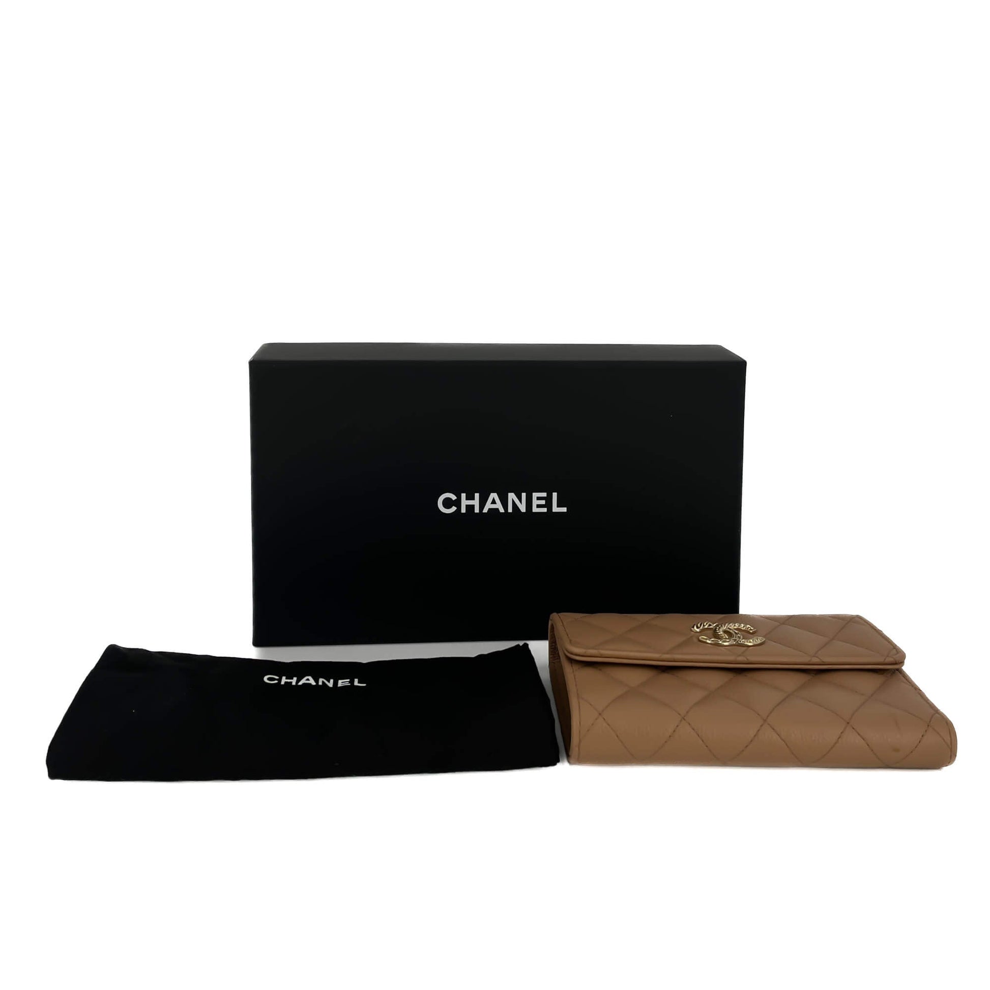 Second hand Chanel Classic Flap Leather Wallet Caramel - Tabita Bags