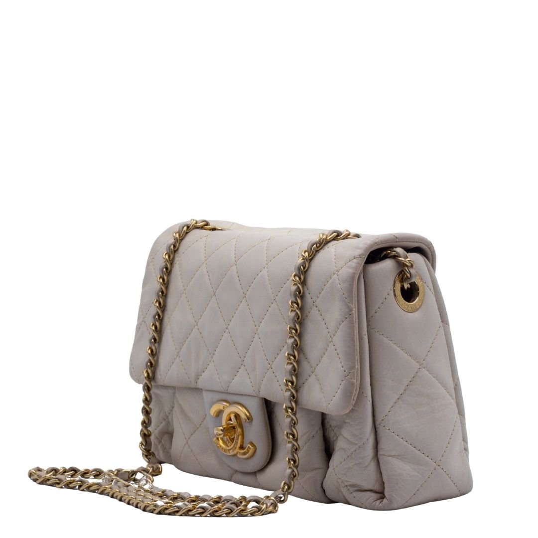 Second hand Chanel Classic Flap White Lambskin Leather - Tabita Bags