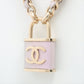 Second hand Chanel Coco Chain Necklace Padlock Purple Leather Gold - Tabita Bags