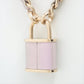 Second hand Chanel Coco Chain Necklace Padlock Purple Leather Gold - Tabita Bags