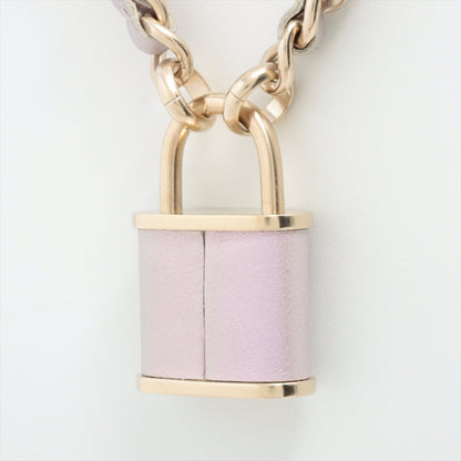 Second hand Chanel Coco Chain Necklace Padlock Purple Leather Gold - Tabita Bags