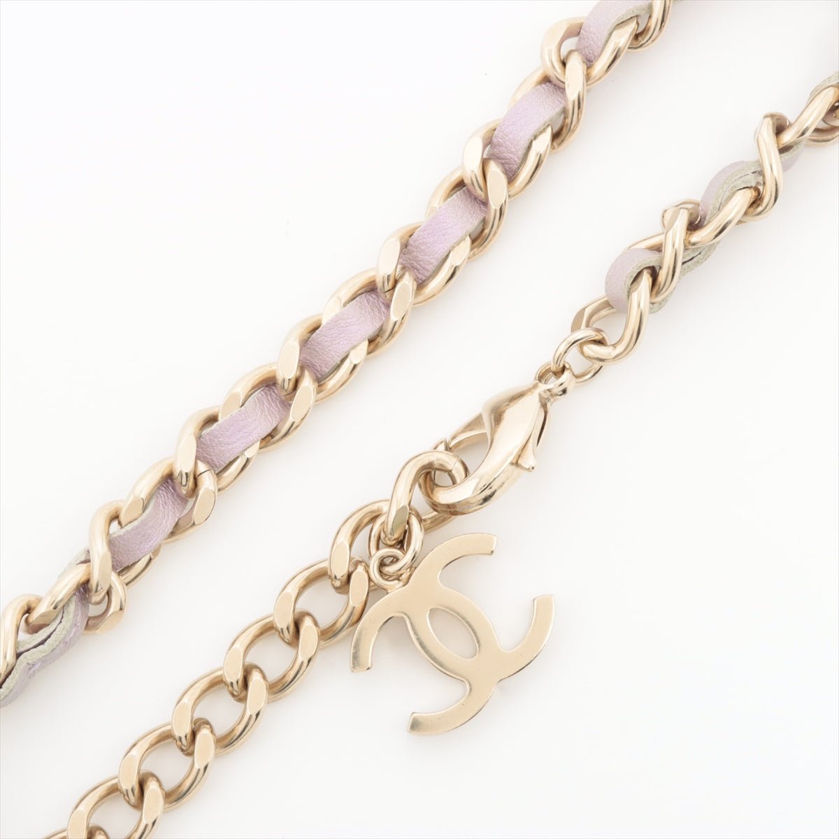 Second hand Chanel Coco Chain Necklace Padlock Purple Leather Gold - Tabita Bags