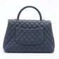 Second hand Chanel Coco Handle Large Caviar 2way Navy Blue Ruthenium - Tabita Bags