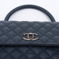 Second hand Chanel Coco Handle Large Caviar 2way Navy Blue Ruthenium - Tabita Bags