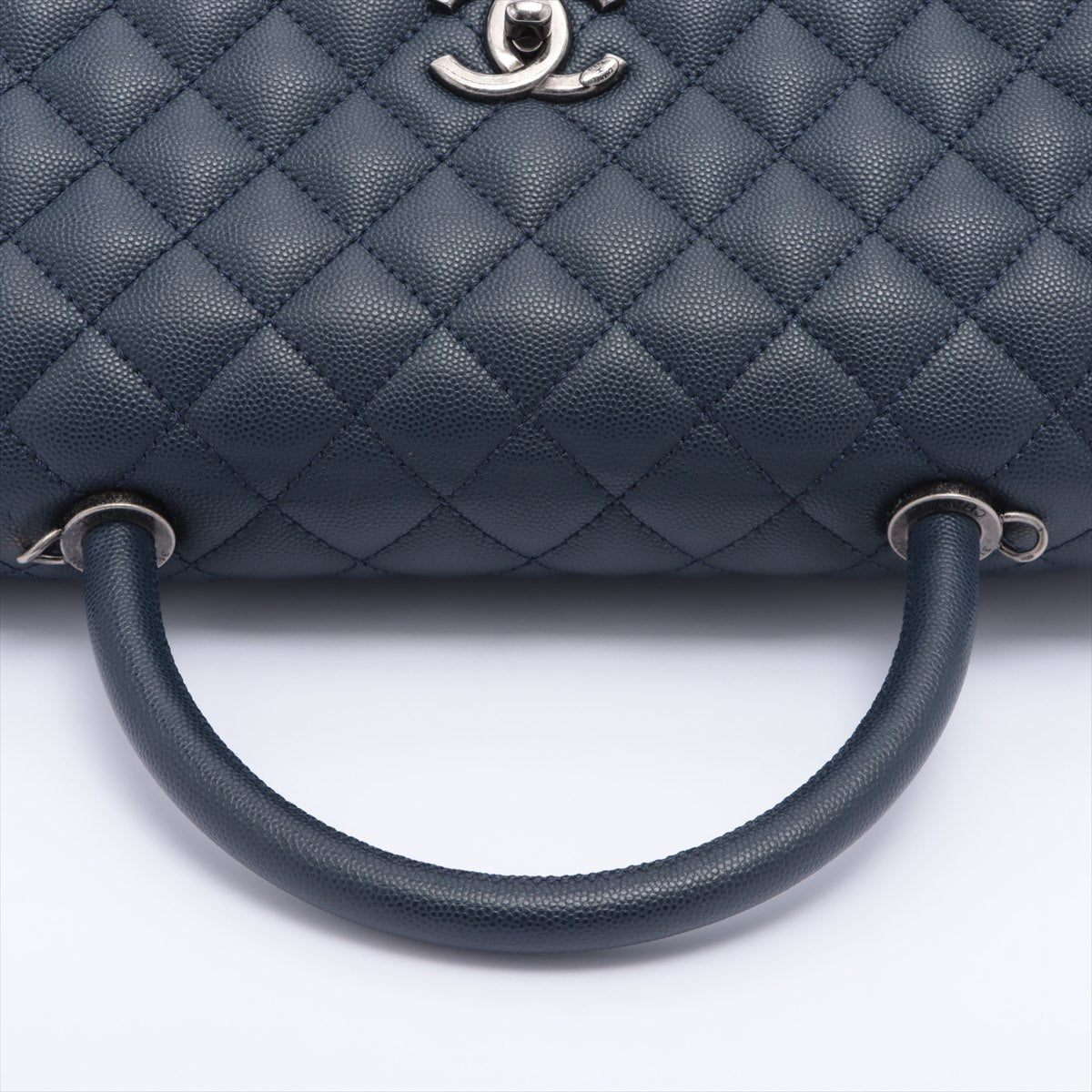 Second hand Chanel Coco Handle Large Caviar 2way Navy Blue Ruthenium - Tabita Bags